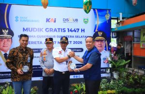 Wagub Cik Ujang Lepas Mudik Gratis Pemprov Sumsel Lebaran 1447 H, Ingatkan Pemudik Utamakan Keselamatan